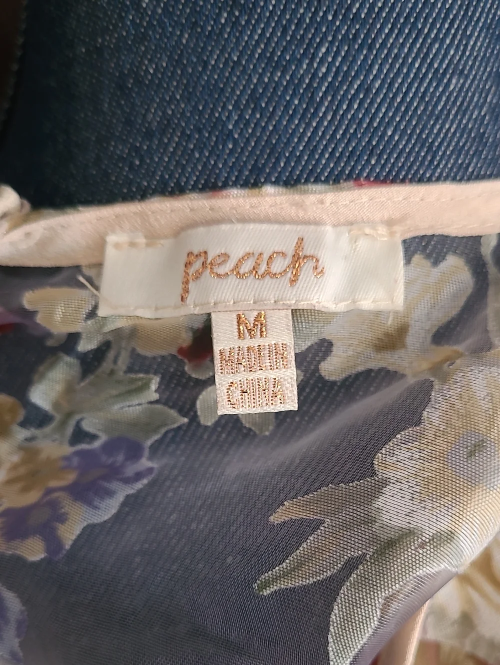 Peach Floral Print SHEER Polyester Top - Picture 1 of 10